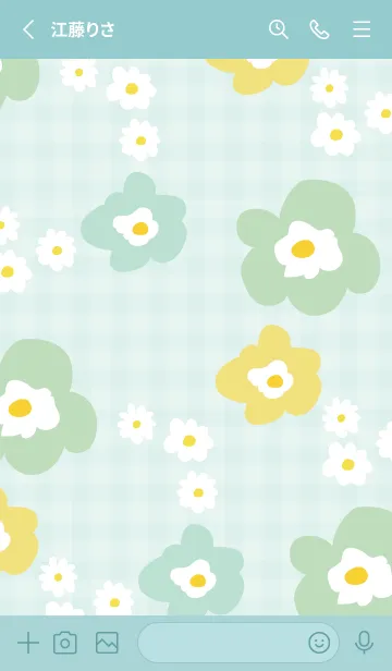 [LINE着せ替え] かわいい 北欧風 お花 チェック13の画像2