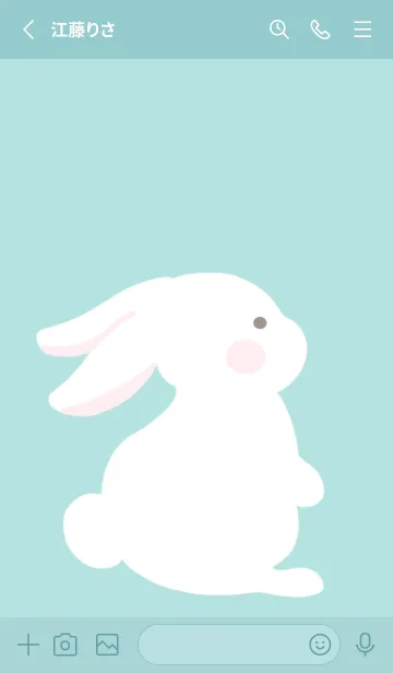 [LINE着せ替え] よこむきウサギの着せかえ/ミントグリーンの画像2