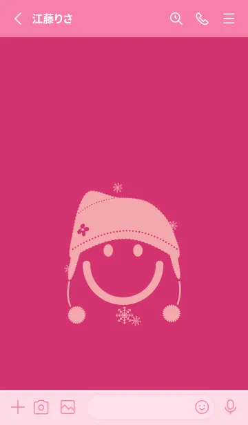 [LINE着せ替え] スマイル＆ニット帽 紅色の画像2