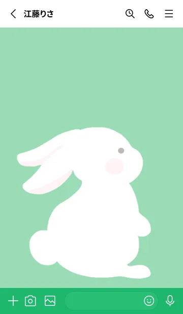 [LINE着せ替え] よこむきウサギ/グリーン/ホワイトの画像2
