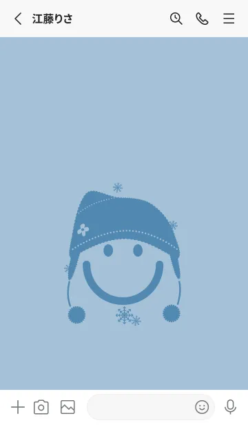 [LINE着せ替え] スマイル＆ニット帽 スモークブルーの画像2