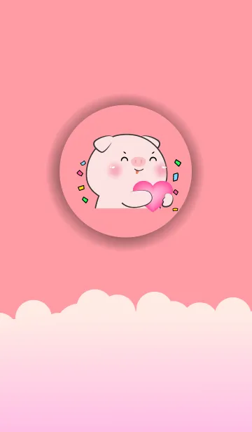 [LINE着せ替え] Simple Pig Love Pink Color (JP)の画像1