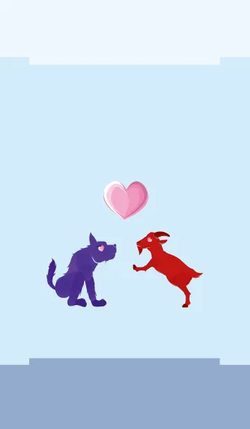 [LINE着せ替え] ekst Blue（犬）Love Red（羊）の画像1