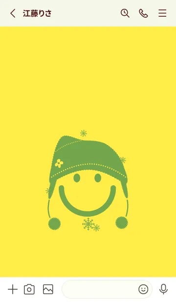 [LINE着せ替え] スマイル＆ニット帽 菜の花色の画像2