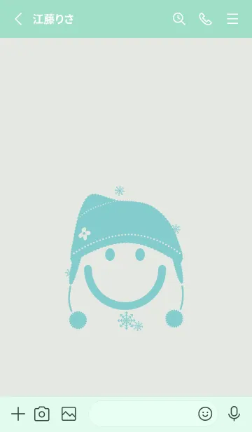 [LINE着せ替え] スマイル＆ニット帽 ミストホワイトの画像2