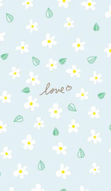 [LINE着せ替え] かわいい白い花と葉っぱ26の画像1