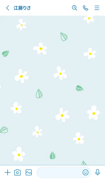 [LINE着せ替え] かわいい白い花と葉っぱ26の画像2