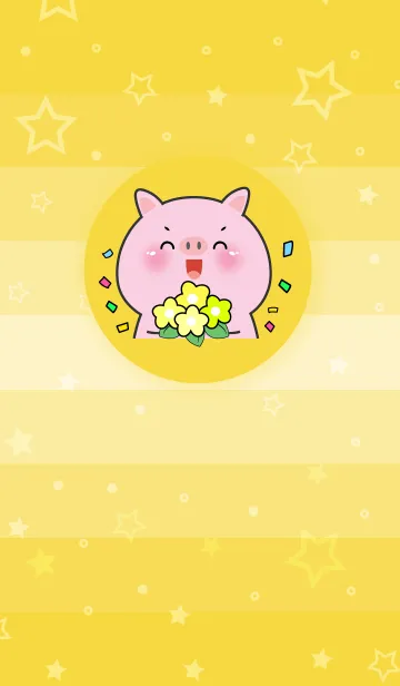 [LINE着せ替え] Simple Pig Pig Love Yellow Theme (JP)の画像1