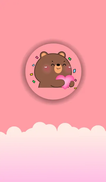 [LINE着せ替え] Simple  Bear Love Pink Color (JP)の画像1