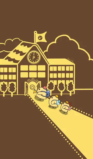 [LINE着せ替え] Duckling School Fun J-Dark Brown. Yellowの画像1