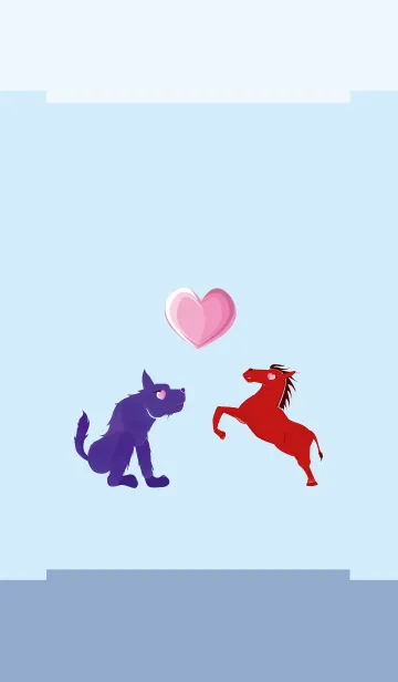 [LINE着せ替え] ekst Blue（Dog）Love Red（Horse）の画像1