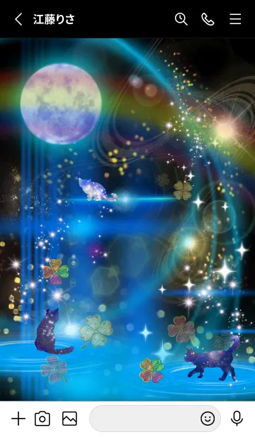 [LINE着せ替え] 運気を上げる猫と月の画像2