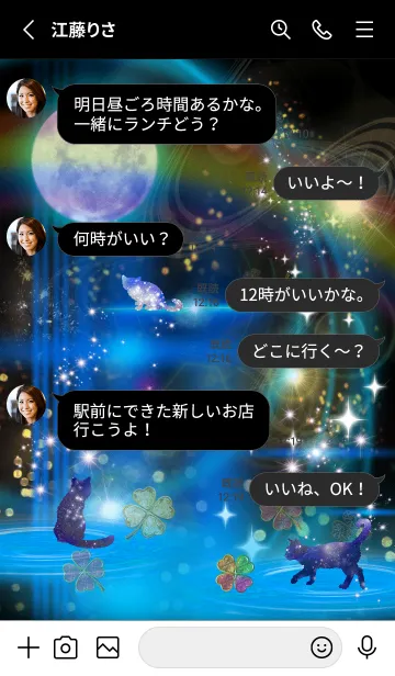 [LINE着せ替え] 運気を上げる猫と月の画像3
