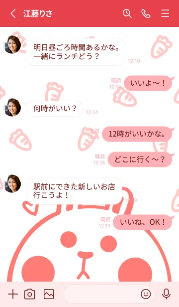[LINE着せ替え] Bunny and Carrot J-Red (Red03)の画像3