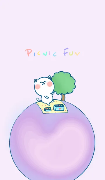[LINE着せ替え] Picnic Fun J-Light Gray Purple (Pu2)の画像1