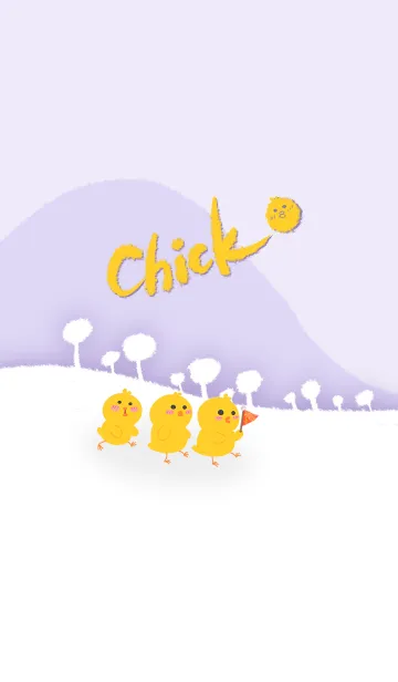 [LINE着せ替え] Little Yellow Chicken J-PinkPurpleWhiteの画像1