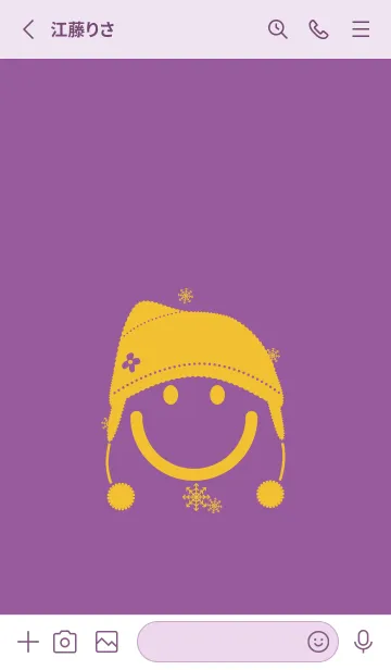 [LINE着せ替え] スマイル＆ニット帽 Campanula purpleの画像2