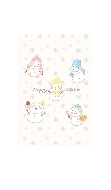 [LINE着せ替え] 雪だるま＊happy winter -ベージュ-の画像1