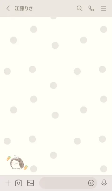 [LINE着せ替え] ハリネズミとウサギ -ベージュ- ドットの画像2
