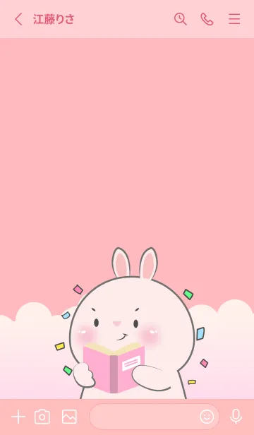 [LINE着せ替え] Simple Pink Rabbit Love Pink Color (JP)の画像2