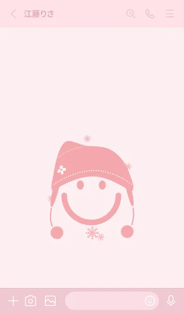 [LINE着せ替え] スマイル＆ニット帽 薄桜の画像2
