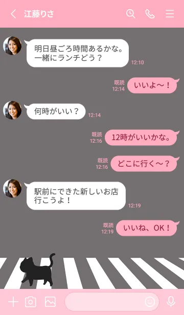 [LINE着せ替え] cat zebra crossing J-dark gray (Pi4)の画像3