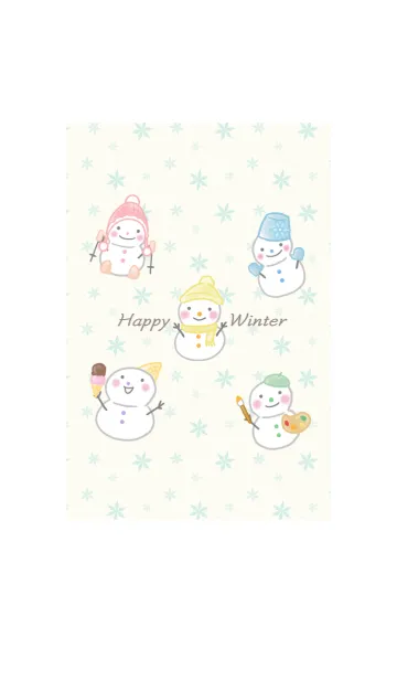 [LINE着せ替え] 雪だるま＊happy winter -グリーン-の画像1