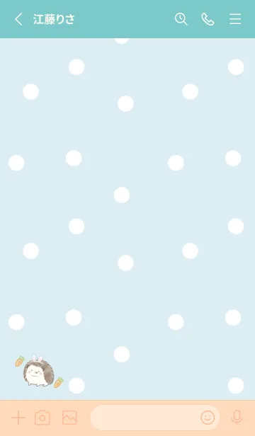[LINE着せ替え] ハリネズミとウサギ -ブルー- ドットの画像2
