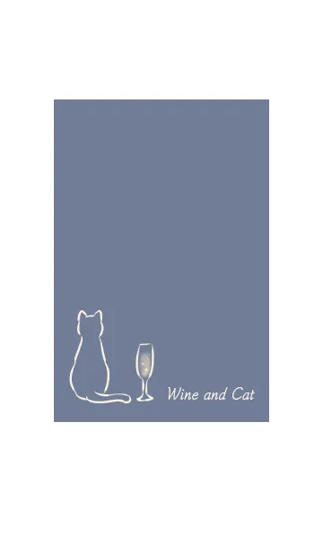 [LINE着せ替え] ワインと猫 -ブルーグレー-の画像1