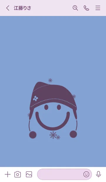 [LINE着せ替え] スマイル＆ニット帽 青藤色の画像2