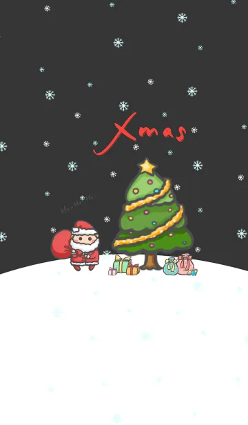 [LINE着せ替え] Happy Christmas Day J-Dark Gray (Red3)の画像1