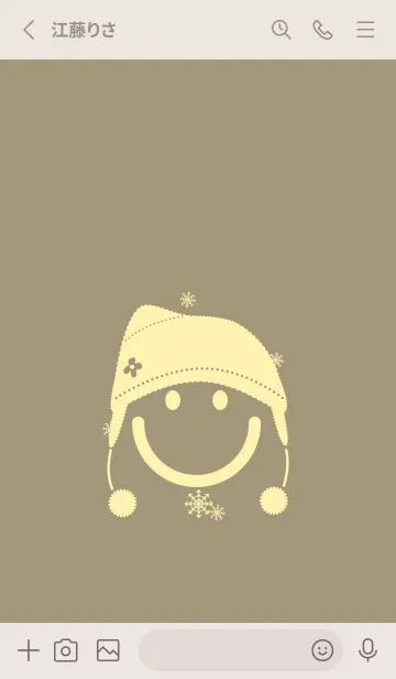 [LINE着せ替え] スマイル＆ニット帽 利休白茶の画像2