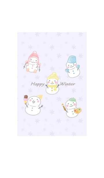 [LINE着せ替え] 雪だるま＊happy winter -パープル-の画像1