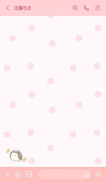 [LINE着せ替え] ハリネズミとウサギ -ピンク- ドットの画像2
