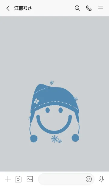 [LINE着せ替え] スマイル＆ニット帽 スカイグレイの画像2