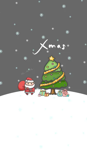 [LINE着せ替え] Happy Christmas Day J-Grey (bw05)の画像1