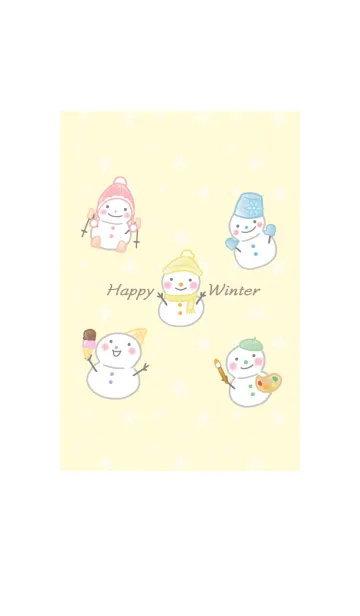 [LINE着せ替え] 雪だるま＊happy winter -イエロー-の画像1