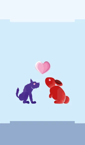 [LINE着せ替え] ekst Blue（Dog）Love Red（Rabbit）の画像1