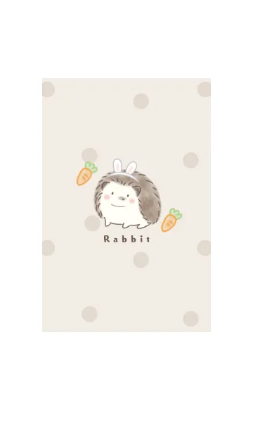 [LINE着せ替え] ハリネズミとウサギ -ブラウン- ドットの画像1