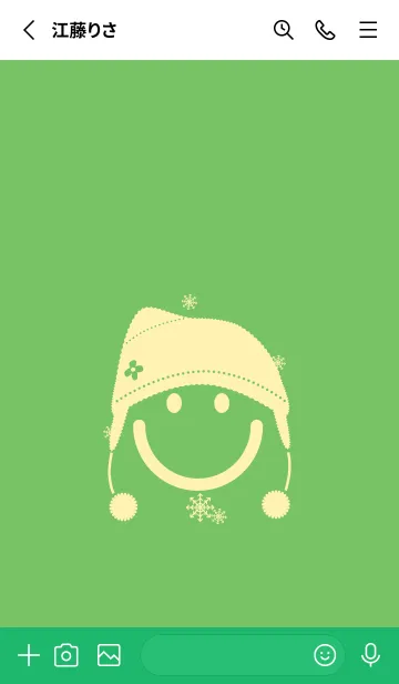 [LINE着せ替え] スマイル＆ニット帽 Emerald greenの画像2