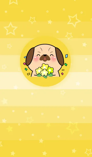 [LINE着せ替え] Simple Pug Dog Love Yellow Theme (JP)の画像1