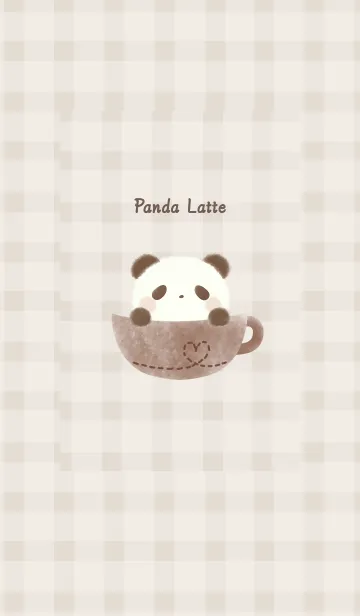 [LINE着せ替え] ぱんだラテ -ブラウン- チェックの画像1