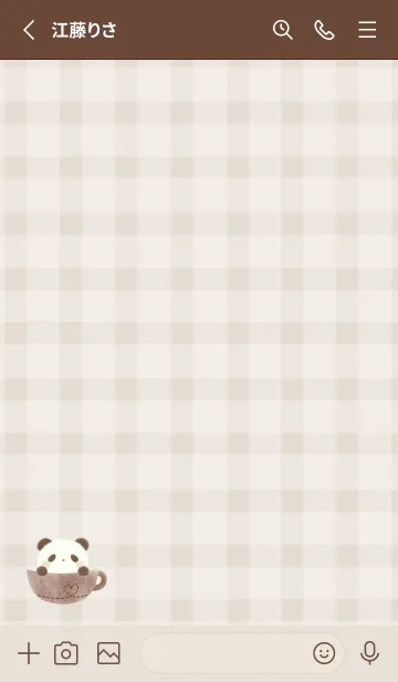 [LINE着せ替え] ぱんだラテ -ブラウン- チェックの画像2