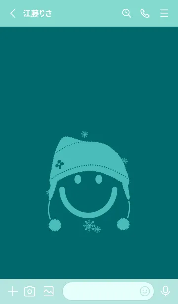 [LINE着せ替え] スマイル＆ニット帽 ティールグリーンの画像2