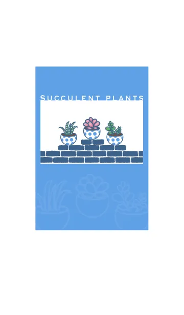 [LINE着せ替え] Succulents J-bright color blue (bw3)の画像1