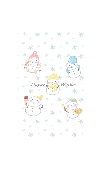 [LINE着せ替え] 雪だるま＊happy winter -ホワイト-の画像1