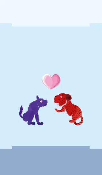 [LINE着せ替え] ekst Blue（犬）Love Red（タイガー）の画像1