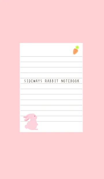 [LINE着せ替え] よこむきウサギのノート/ピンクの画像1