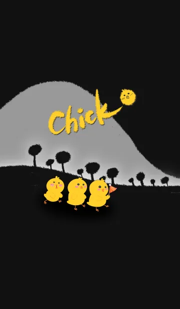 [LINE着せ替え] Little Yellow Chicken J-Black (bw2)の画像1