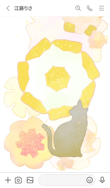 [LINE着せ替え] 花と黒猫の画像2